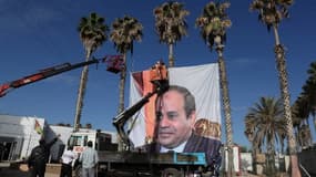 Une image de l'actuel président égyptien Abdel Fattah al-Sisi, située en territoire palestinien le 01 novembre 2017