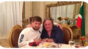 Le président tchétchène Kadyrov et l'acteur Depardieu posent comme de bons vieux amis, dimanche.