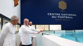 Didier Deschamps discute avec le médecin de l'équipe de France, Franck Le Gall
