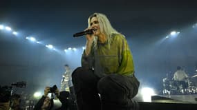 La chanteuse Emily Armstrong et le groupe Linkin Park, le 5 september 2024 à Burbank, en Californie (États-Unis)