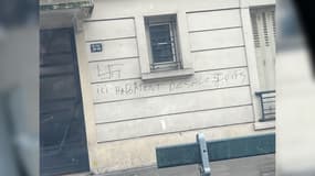 Un tag antisémite découvert le 10 mars 2024 dans le 16e arrondissement de Paris.