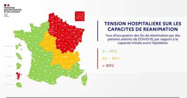 Carte de la tension hospitalière en France Carte de la tension hospitalière en France
