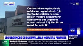 Haut-Rhin: les urgences de Guebwiller fermées ce lundi