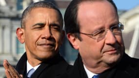 Les présidents américain et français Barack Obama et François Hollande, le 11 février 2014.