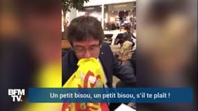 "Bien sûr que je l'aime…" La vidéo montrant Puigdemont embrasser le drapeau espagnol