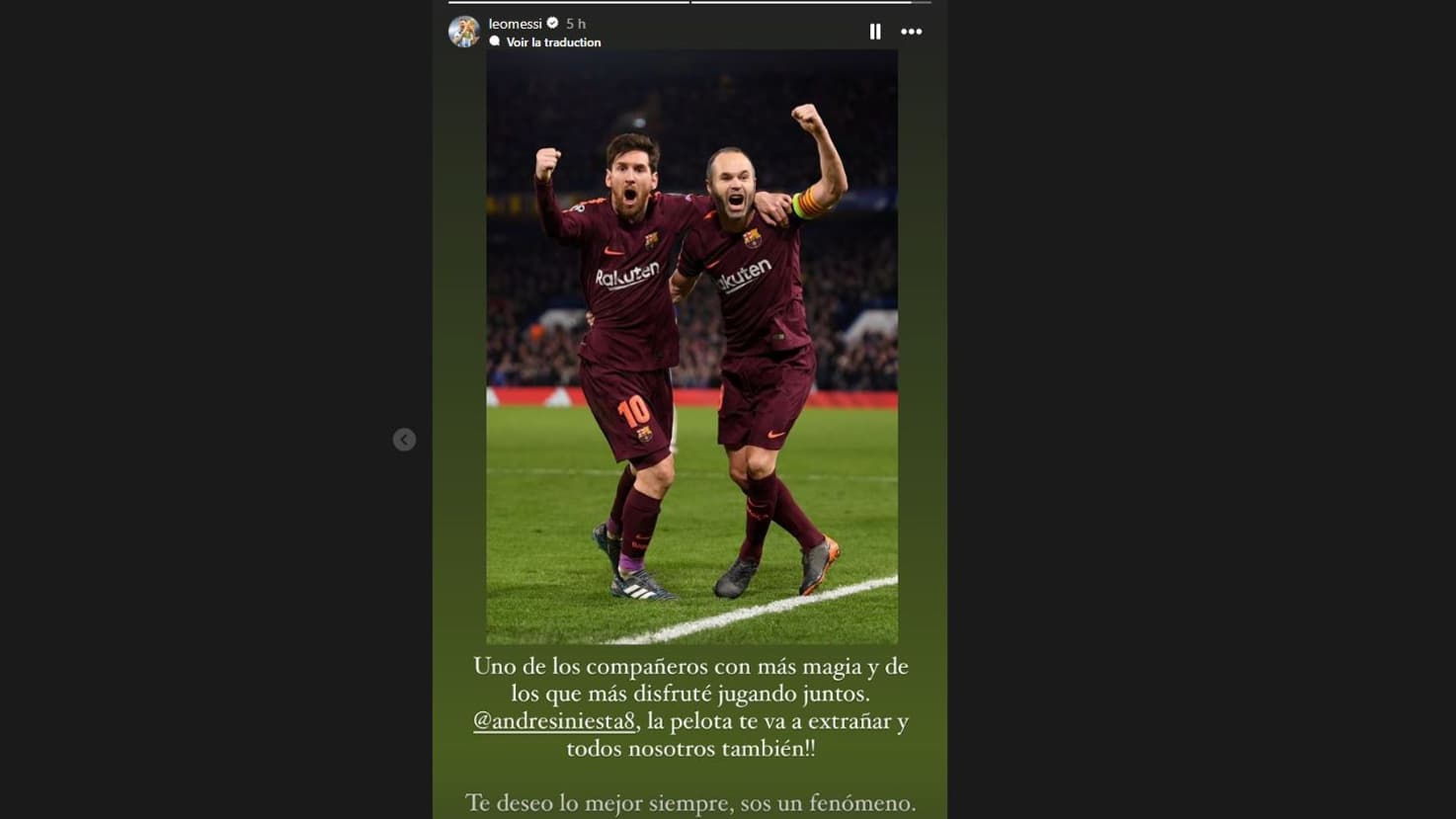 Le message de Lionel Messi pour Andres Iniesta, le 7 octobre 2024 Le message de Lionel Messi pour Andres Iniesta, le 7 octobre 2024
