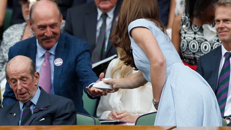 Kate Middleton et Stan Smith à la finale hommes de Wimbledon, le 14 juillet 2019