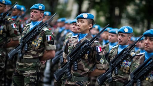 Casques bleus français lors du défilé du 14-Juillet, à Paris, en 2012