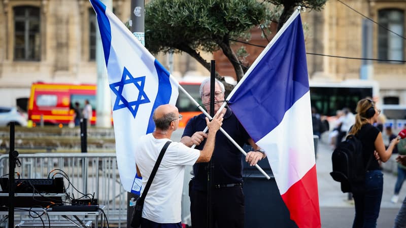 Les drapeaux d'Israël et France