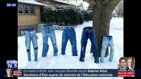 Il fait si froid dans le Minnesota que ces jeans tiennent seuls debout