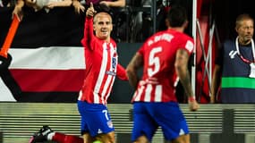 Antoine Girezmann célèbre son but avec l'Atlético de Madrid face au Rayo Vallecano, le 28 août 2023