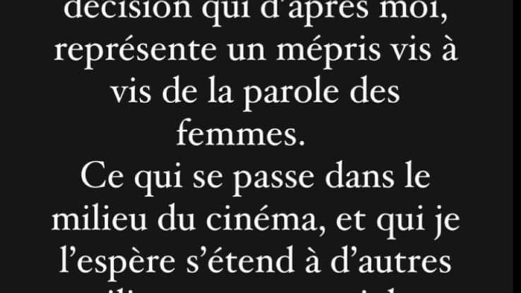 Capture d'écran de la story Instagram de Nora Hamzawi, postée le 20 février 2024.