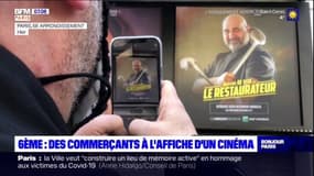 Paris: des commerçants à l'affiche d'un cinéma à Odéon