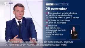 Emmanuel Macron annonce que les promenades et activités physiques en extérieur vont être autorisées dans un rayon de 20km et pour 3h