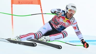 Le Français Johan Clarey, 2e de la descente de Kitzbühel, comptant pour la Coupe du monde de ski alpin, le 24 janvier 2021