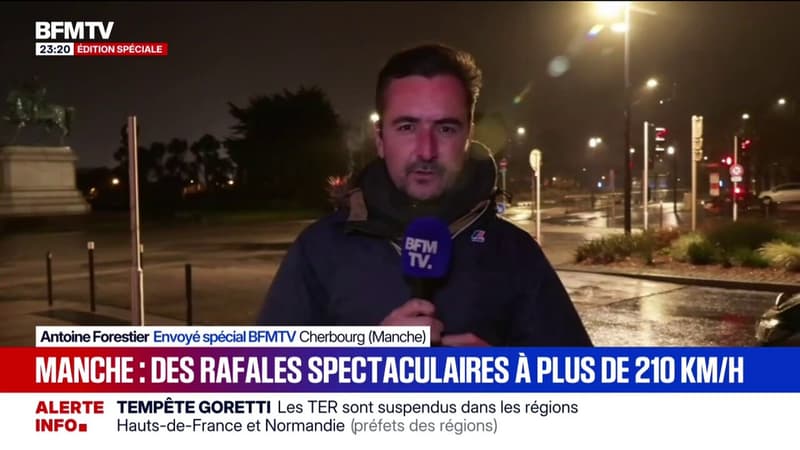 "C'est impressionnant": la tempête Goretti s'abat à Cherbourg dans la Manche avec des rafales à 148km/h