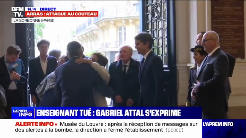 Gabriel Attal arrive à la Sorbonne pour la remise du prix 