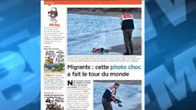 Le journal "Mon Quotidien", destiné aux 10-14 ans publie, la photo du petit Aylan Kurdi, en page 6.