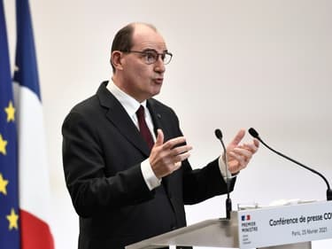 Le Premier ministre Jean Castex lors d'une conférence de presse le 25 février 2021 à Paris