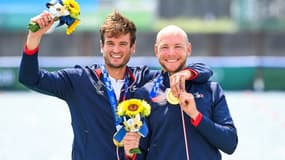 Le duo français Hugo Boucheron-Matthieu Androdias sacré en deux de couple aux Jeux de Tokyo, le 28 juillet 2021 