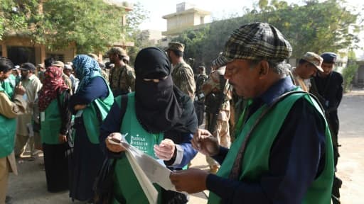 Des employés du bureau de recensement se préparent à aller recueillir des informations dans une zone résidentielle de Karachi, le 15 mars 2017 au Pakistan Des employés du bureau de recensement se préparent à aller recueillir des informations dans une zone résidentielle de Karachi, le 15 mars 2017 au Pakistan