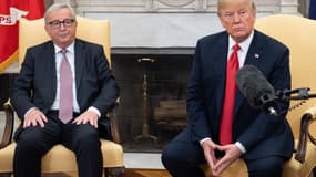 De gauche à droite, le président de la Commission européenne Jean-Claude Juncker et le président des États-Unis Donald Trump. 