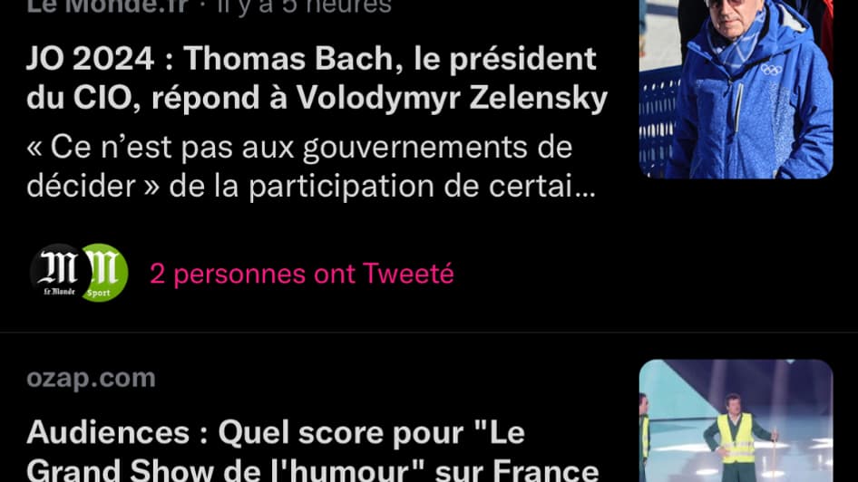 L'onglet "Articles populaires" recense des articles de presse partagés.