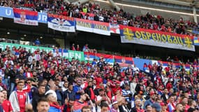 Des supporteurs de la Serbie lors du match contre l'Angleterre à l'Euro, le 16 juin 2024