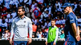 Lionel MESSI et Christophe GALTIER le 24 mai 2023 au Parc des Princes