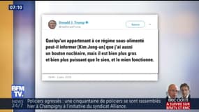 "J'ai un plus gros bouton nucléaire", répond Donald Trump à Kim Jong-un dans un tweet