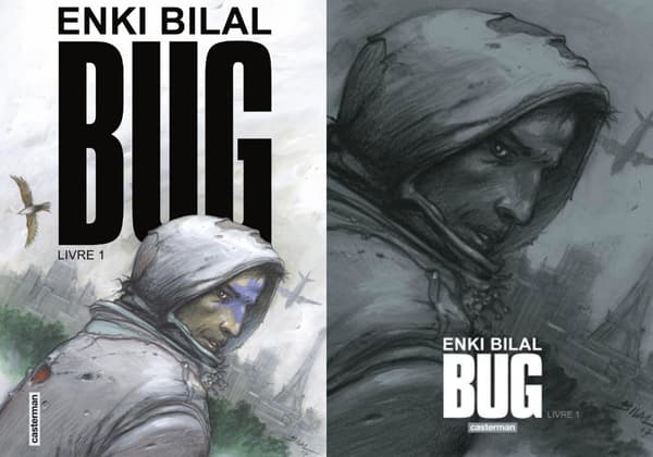 Couvertures de l'édition standard (à gauche) et de luxe (à droite) de Bug d'Enki Bilal