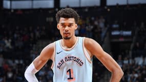 La star des Spurs Victor Wembenyama face aux Nuggets à San Antonio le 4 janvier 2025