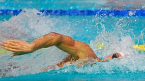 Romain Fuchs aux championnats de France de natation, le 15 juin 2025 à Montpellier