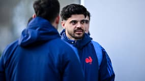 L'ouvreur Romain Ntamack lors du stage du XV de France à Marcoussis avant le Tournoi des VI Nations, le 21 janvier 2025