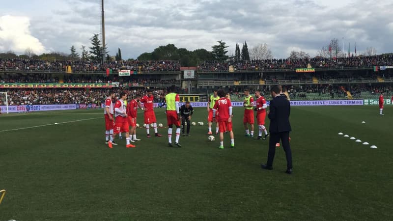 Les joueurs de Pérouse à l'échauffement