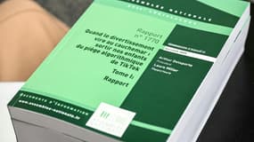 Le rapport de la commission d'enquête parlementaire sur les effets psychologiques de la plateforme TikTok sur les mineurs, présenté à l'Assemblée nationale, le 11 septembre 2025 à Paris