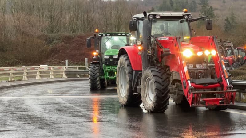 Une opération menée par des agriculteurs le jeudi 25 janvier 2024 à Guilberville (Manche). Photo d'illustration.