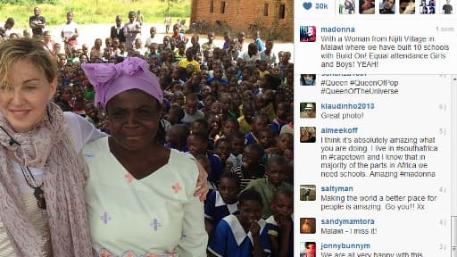 Madonna étale sa générosité l'égard du malawi sur les réseaux sociaux.