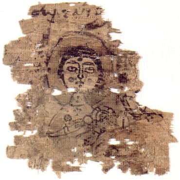 Papyrus égyptien du 6e ou 7e siècle représentant Marie en train d'allaiter. 