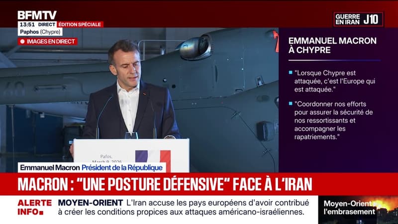 "Le Hezbollah doit cesser toutes frappes" et "Israël doit cesser son opération militaire" sur le Liban réclame Emmanuel Macron en déplacement à Chypre