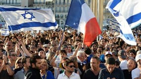 Une manifestation pro-Israël se déroule jeudi soir à Paris. Ici, un rassemblement précédent à Marseille.