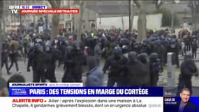 Paris: situation tendue en marge de la manifestation aux abords du boulevard de Port-Royal