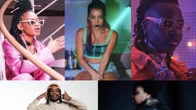 (De haut en bas et de gauche à droite): Les rappeuses Inayat, Ngielix, Yelsha, Pearly et Turtle White mises à l'honneur dans l'album "Épopée Vol.1". 