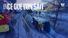 Le bus tombé sur la voie de circulation du chemin de fer vendredi 12 janvier 2024 à Levens a été évacué avant 13 heures.