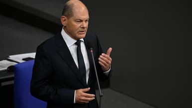 Olaf Scholz devant le parlement allemand, le 25 janvier 2023.