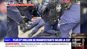 A 28-year-old policewoman injured during the Paris demonstration against the pension reform