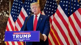 Donald Trump lors de sa conférence de presse vendredi 31 mai au lendemain de sa condamnation à son procès pénal à New York pour falsifications comptables