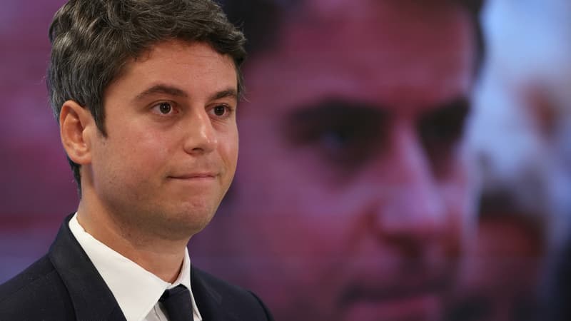 Le Premier ministre français Gabriel Attal prononce un discours lors d'une conférence de presse, en vue des prochaines élections législatives, à Paris, le 20 juin 2024.