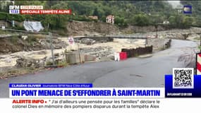 Tempête Aline: un pont menace de s'effondrer à Saint-Martin-de-Vésubie