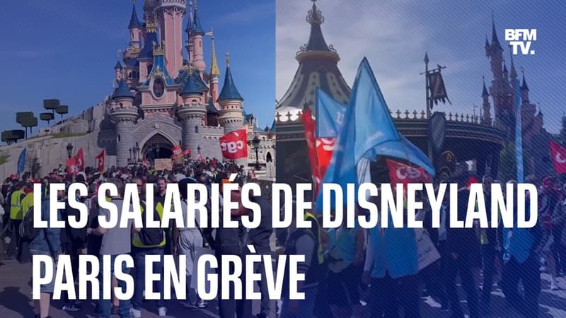 Disneyland Paris: les salariés en grève défilent dans le parc